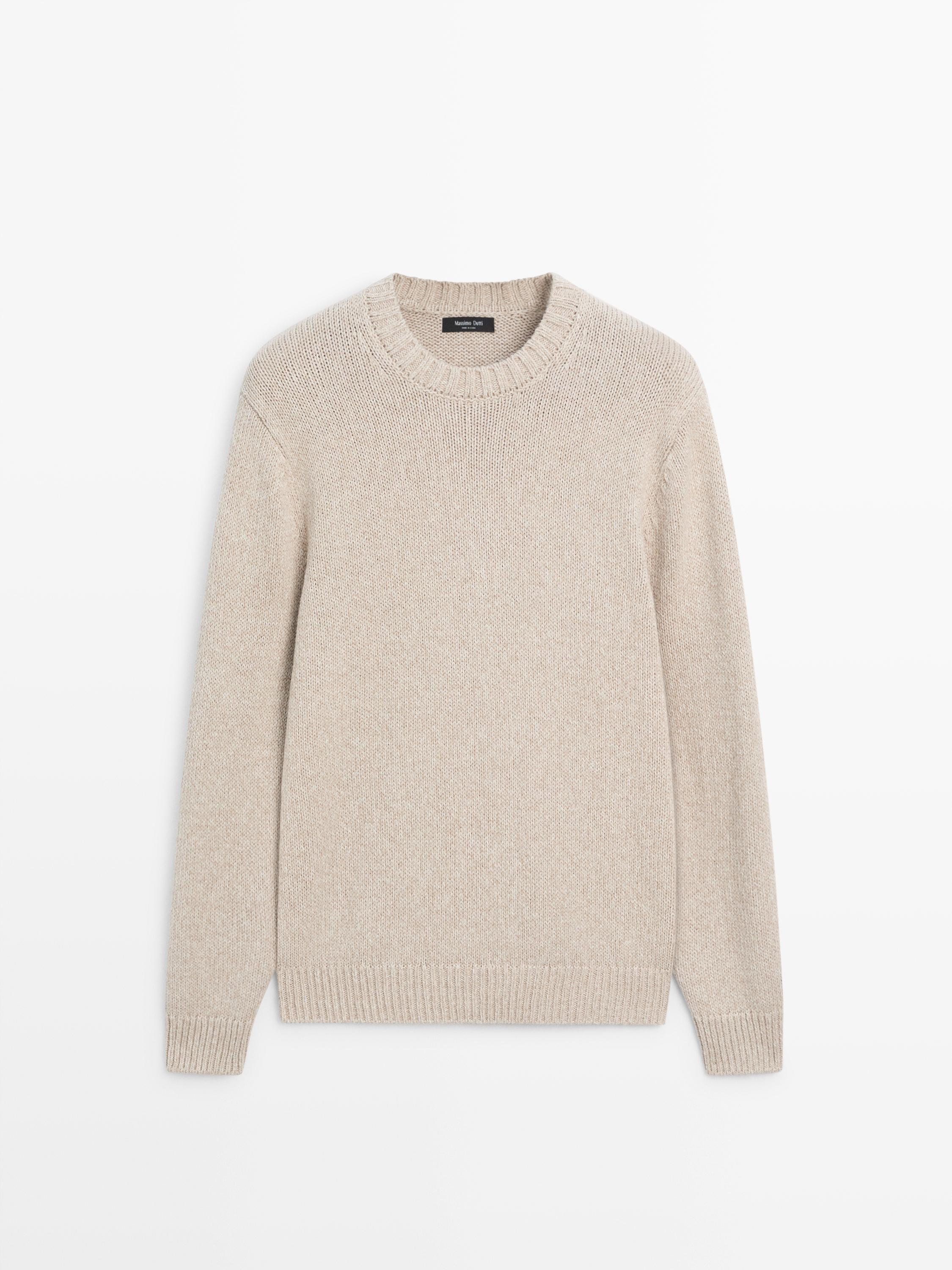 Pull maille coton mélangé col rond